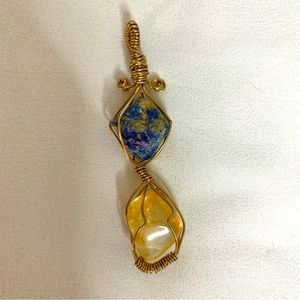 Citrine and Sodalite Wire Wrapped Pendant